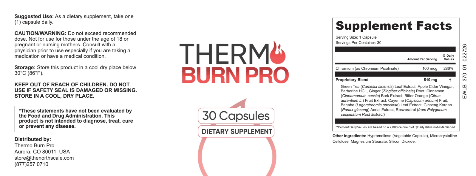 Thermo Burn Pro Product Label